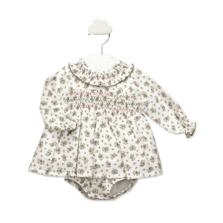 Babidu - Jurk met bloemenprint + Bloomer - Wit