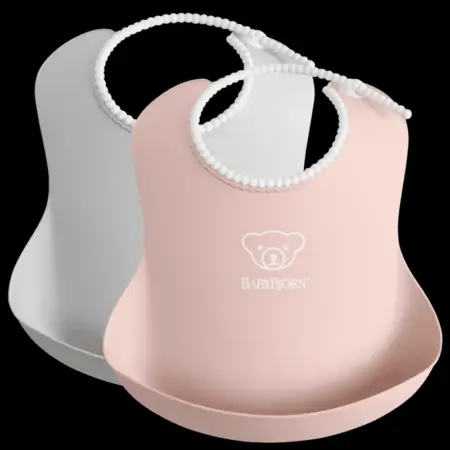 BabyBjörn - Baby Slabbetje duopack - Grijs Pastelroze