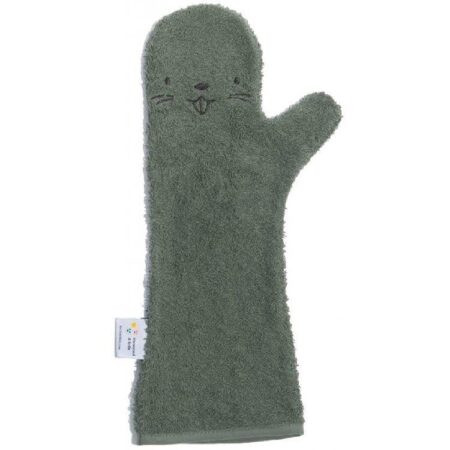 Baby Shower Glove - Washand Bever Donkergroen