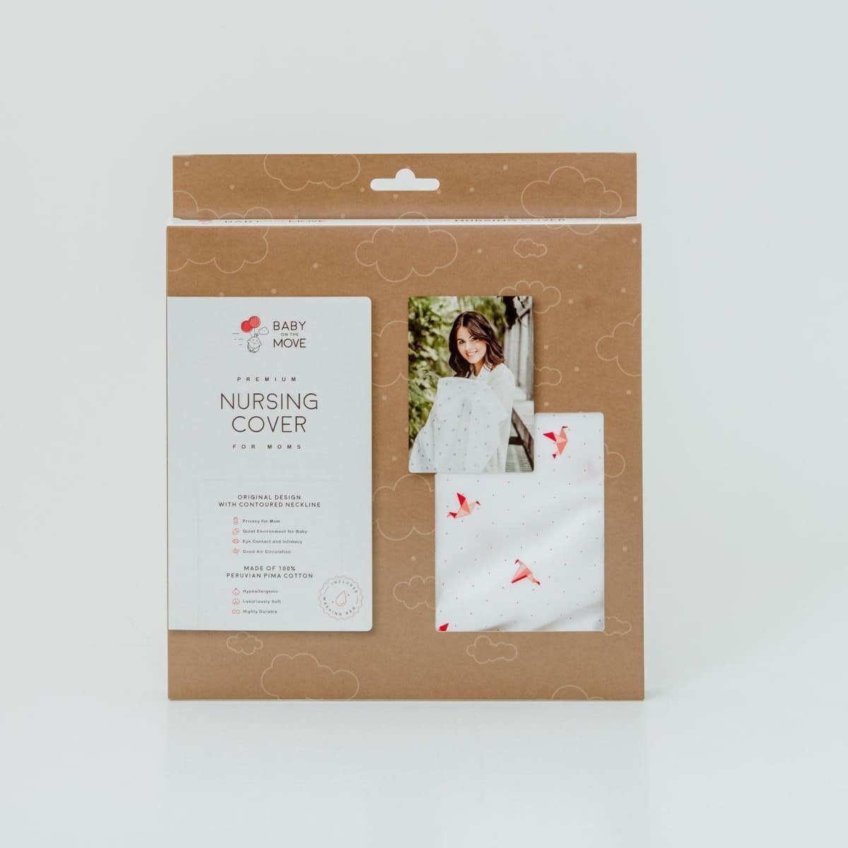 Baby on the move - Borstvoedingsdoek - Origami Birds CORAL