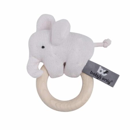 Baby's Only - Houten rammelaar olifant classic roze