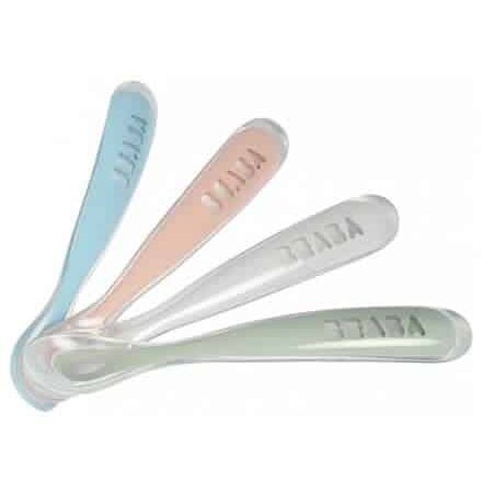 Beaba - Set van 4 siliconenlepels 1ste leeftijd - Eucalyptus (windy blue+eucalyptus green+light mist+oudroze)