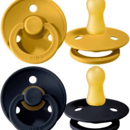 Bibs - Fopspeen Natuurrubber - Blister Mustard / Dark Denim - T1