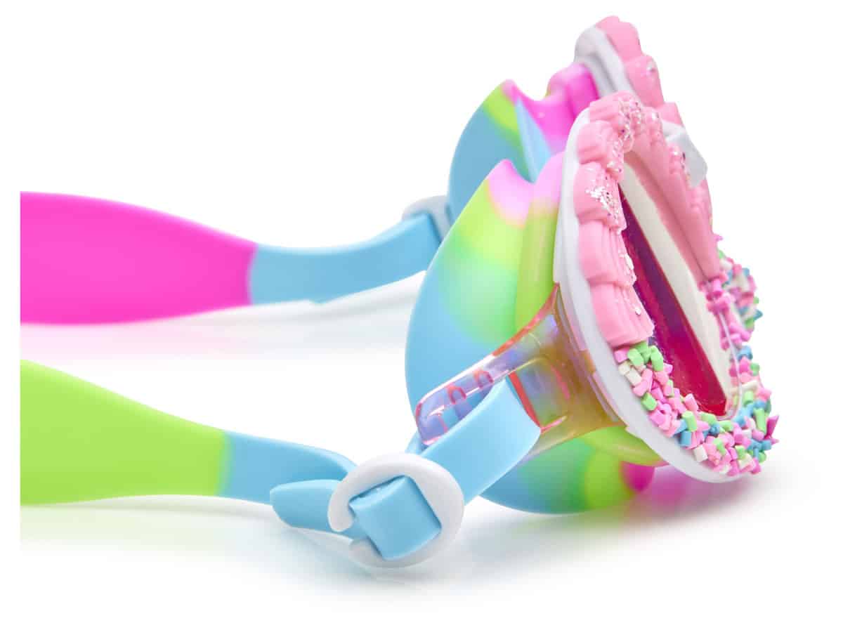 Bling2o - ZWEMBRIL: BAKE OFF - Pink Sugar, meerkleurig, siliconen, aanpasbare hoofdband, 100% UV bescherming, anti-condens, in doorzichtige bewaardoos, 6+