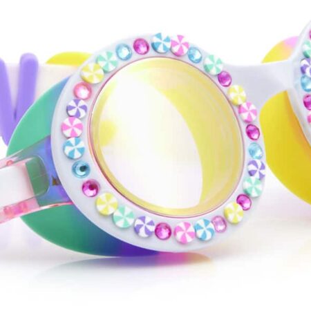 Bling2o - ZWEMBRIL: BRIGHT STRIPE - Rainbow Ribbon, meerkleurig, siliconen, aanpasbare hoofdband, 100% UV bescherming, anti-condens, in doorzichtige bewaardoos, 6+