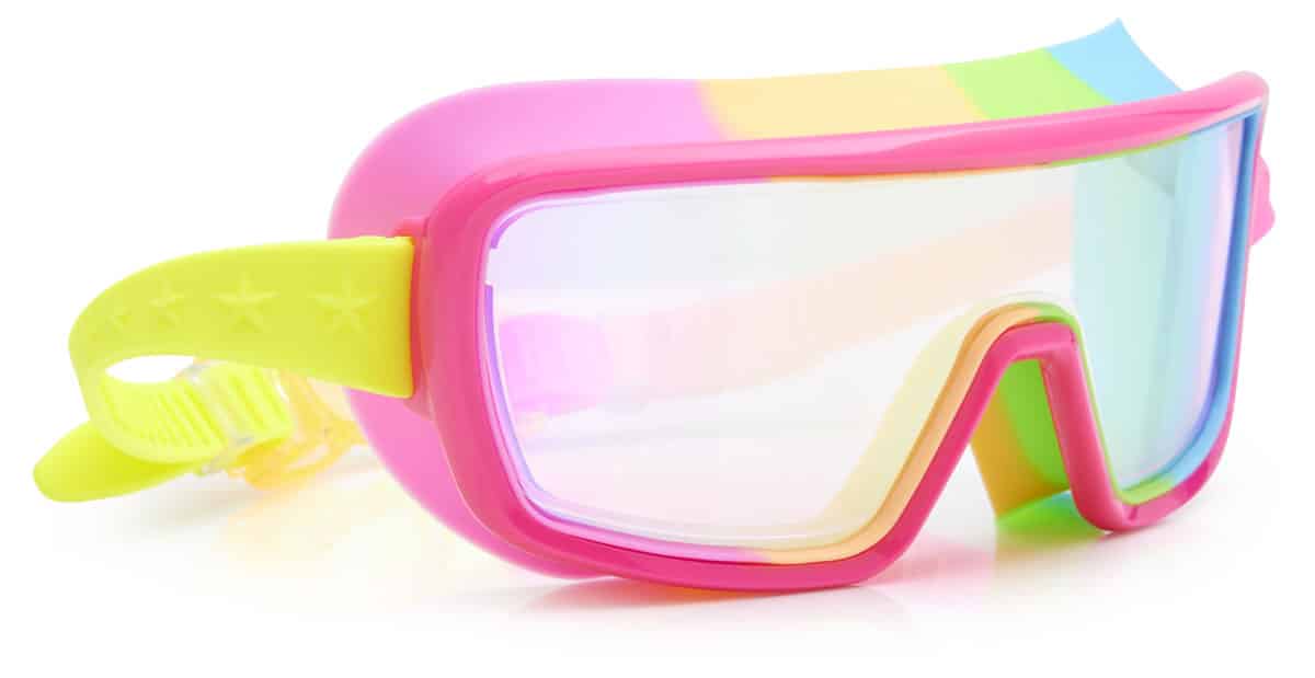 Bling2o - ZWEMBRIL: CHROMATIC - Spectro Strawberry, meerkleurig, siliconen, aanpasbare hoofdband, 100% UV bescherming, anti-condens, in doorzichtige bewaardoos, 6+