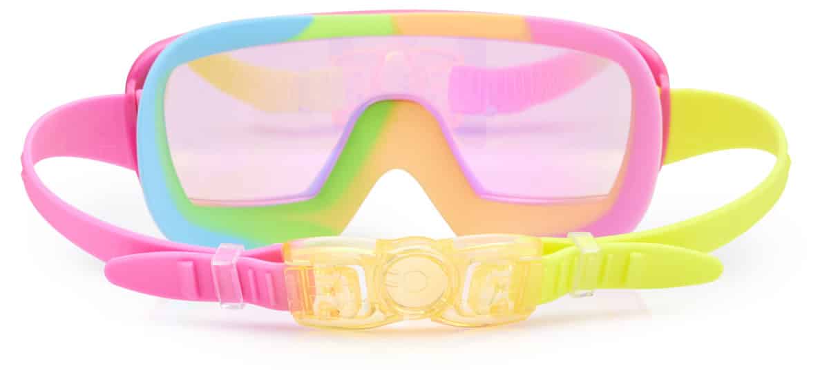 Bling2o - ZWEMBRIL: CHROMATIC - Spectro Strawberry, meerkleurig, siliconen, aanpasbare hoofdband, 100% UV bescherming, anti-condens, in doorzichtige bewaardoos, 6+