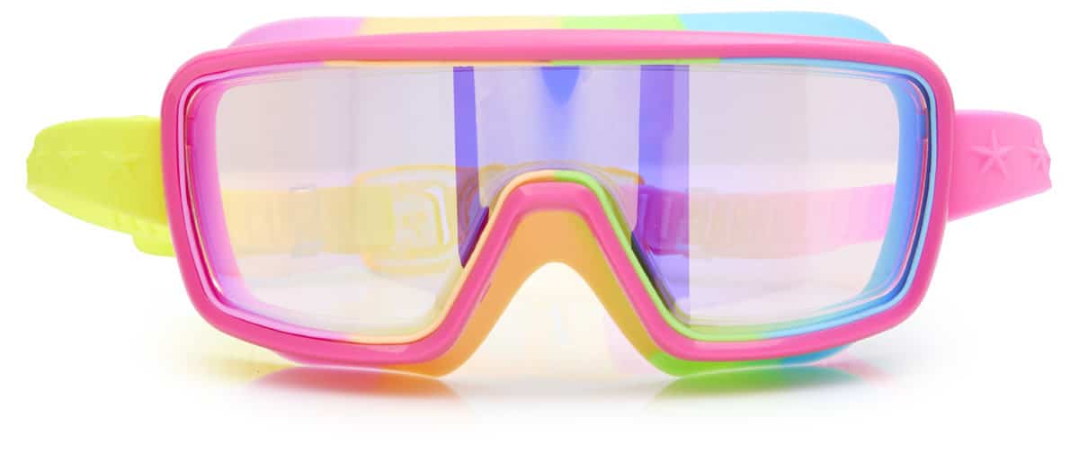 Bling2o - ZWEMBRIL: CHROMATIC - Spectro Strawberry, meerkleurig, siliconen, aanpasbare hoofdband, 100% UV bescherming, anti-condens, in doorzichtige bewaardoos, 6+