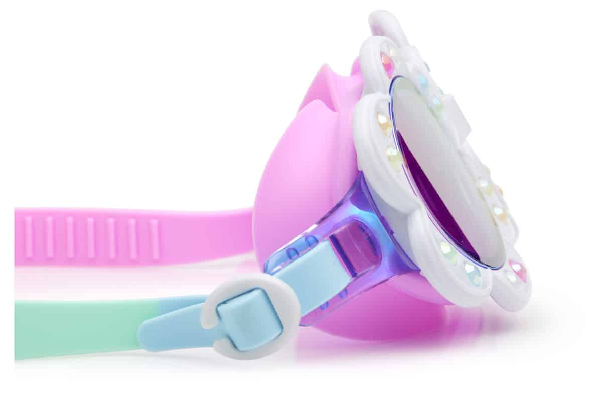 Bling2o - ZWEMBRIL: DANDI - Blanch Blossom, meerkleurig, siliconen, aanpasbare hoofdband, 100% UV bescherming, anti-condens, in doorzichtige bewaardoos, 6+