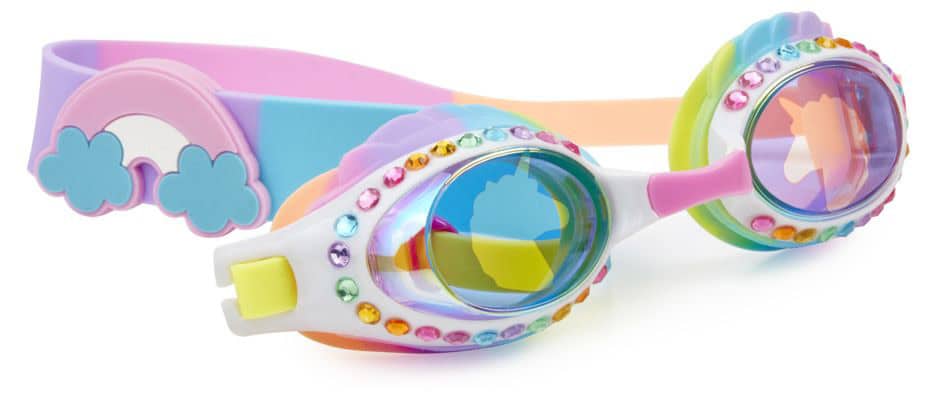 Bling2o - ZWEMBRIL: EUNICE THE UNICORN - Rainbow Rider, meerkleurig, siliconen, aanpasbare hoofdband, 100% UV bescherming, anti-condens, in doorzichtige bewaardoos, 3+
