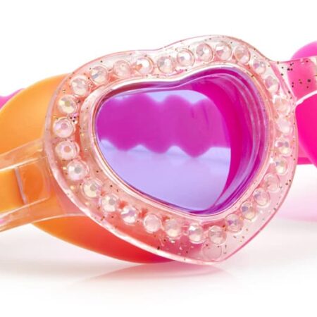Bling2o - ZWEMBRIL: FIRST LUV - Heart Breaker, roze, siliconen, aanpasbare hoofdband, 100% UV bescherming, anti-condens, in doorzichtige bewaardoos, 6+
