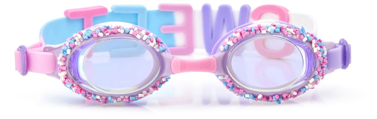 Bling2o - ZWEMBRIL: FUNFETTI - Non-Pareils Purple, paars, siliconen, aanpasbare hoofdband, 100% UV bescherming, anti-condens, in doorzichtige bewaardoos, 3+
