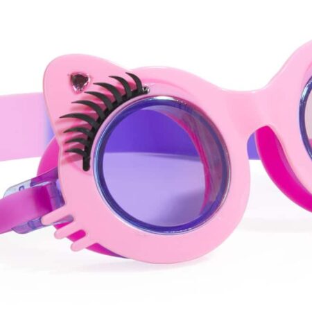 Bling2o - ZWEMBRIL: PAWDRY HEPBURN - Pink 'n Boots, roze, siliconen, aanpasbare hoofdband, 100% UV bescherming, anti-condens, in doorzichtige bewaardoos, 6+