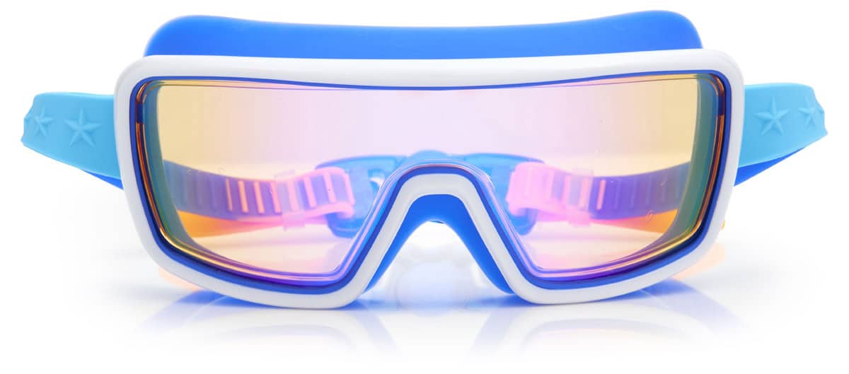 Bling2o - ZWEMBRIL: PRISMATIC - Nano Bot Navy, blauw, siliconen, aanpasbare hoofdband, 100% UV bescherming, anti-condens, in doorzichtige bewaardoos, 6+