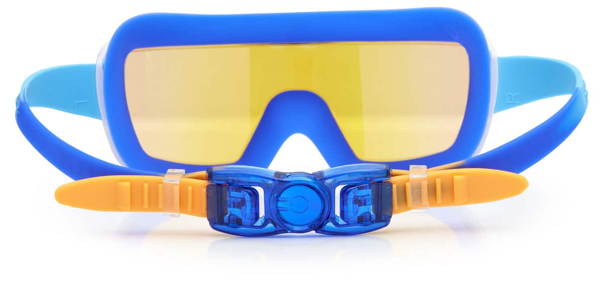 Bling2o - ZWEMBRIL: PRISMATIC - Nano Bot Navy, blauw, siliconen, aanpasbare hoofdband, 100% UV bescherming, anti-condens, in doorzichtige bewaardoos, 6+