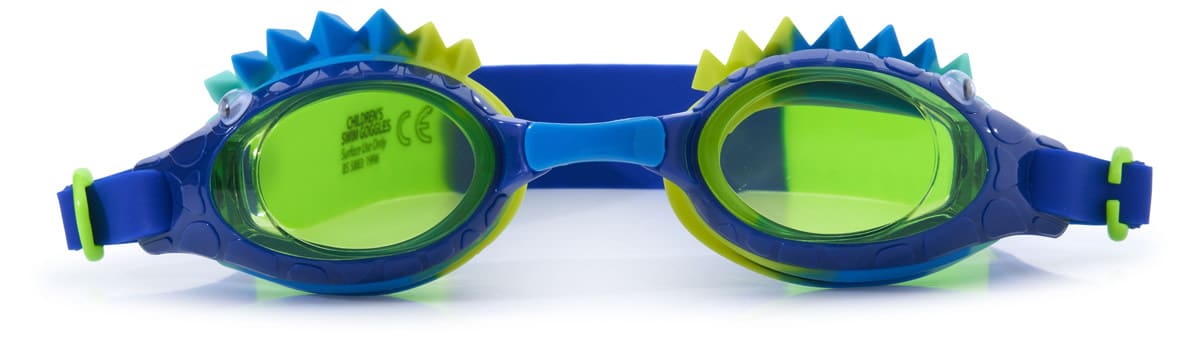 Bling2o - ZWEMBRIL: STRANGE THINGS - Creature Green, blauw, siliconen, aanpasbare hoofdband, 100% UV bescherming, anti-condens, in doorzichtige bewaardoos, 3+