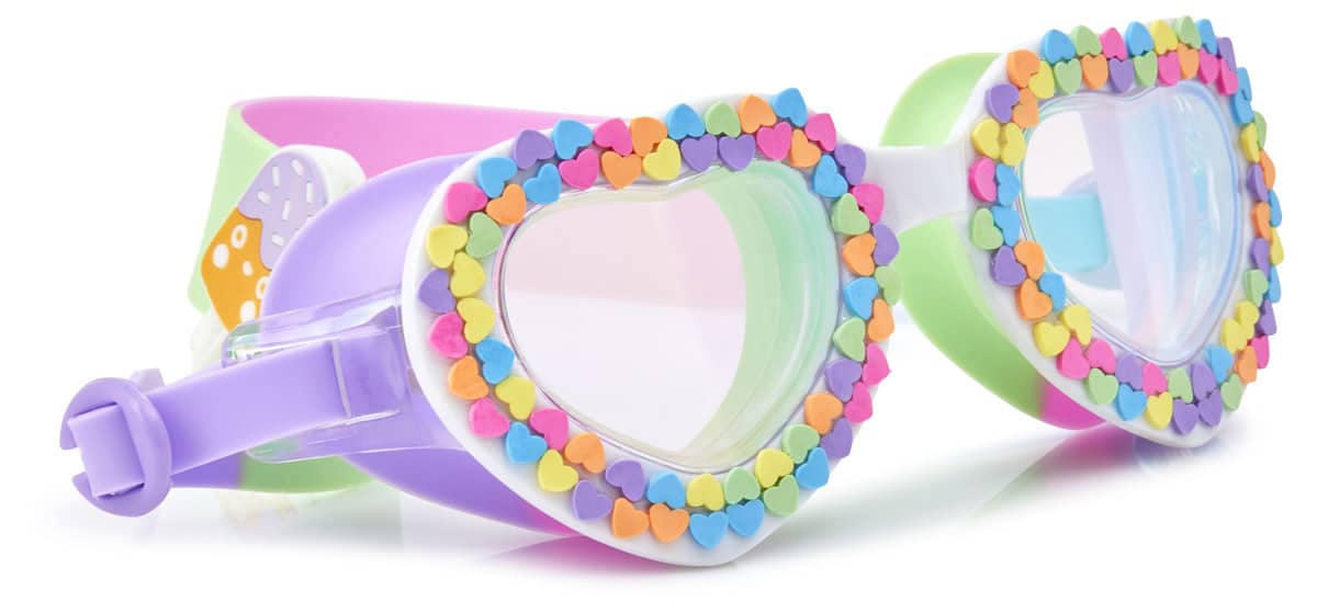 Bling2o - ZWEMBRIL: VALENTINE - U Rock Rainbow, meerkleurig, siliconen, aanpasbare hoofdband, 100% UV bescherming, anti-condens, in doorzichtige bewaardoos, 6+