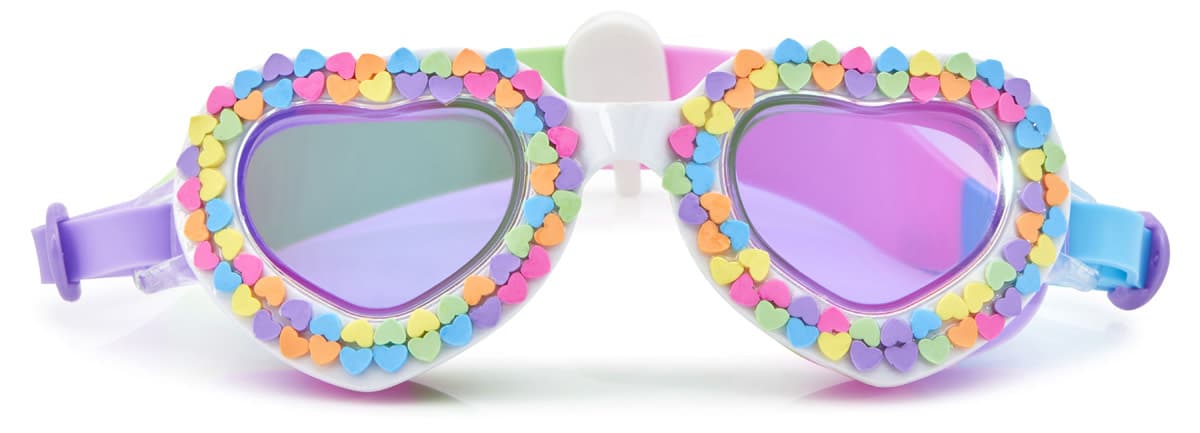 Bling2o - ZWEMBRIL: VALENTINE - U Rock Rainbow, meerkleurig, siliconen, aanpasbare hoofdband, 100% UV bescherming, anti-condens, in doorzichtige bewaardoos, 6+