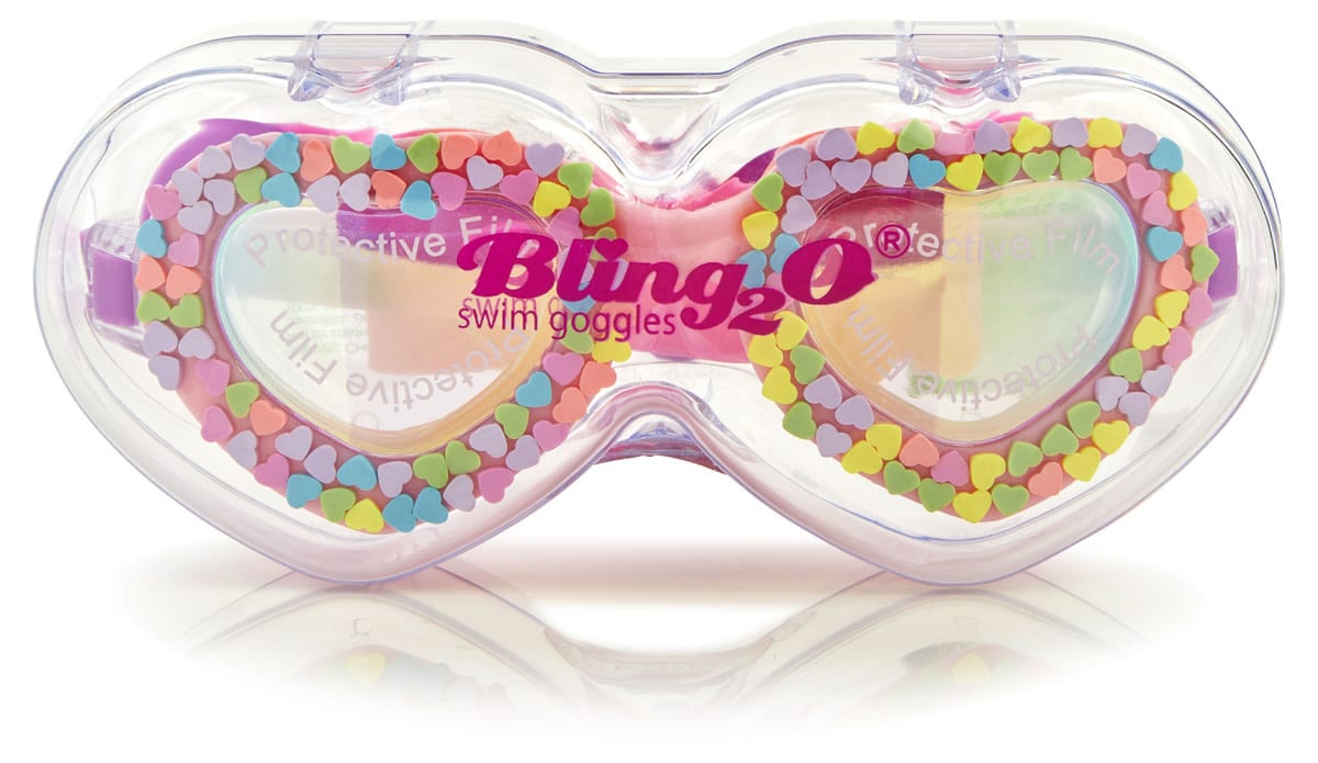 Bling2o - ZWEMBRIL: VALENTINE - U Rock Rainbow, meerkleurig, siliconen, aanpasbare hoofdband, 100% UV bescherming, anti-condens, in doorzichtige bewaardoos, 6+