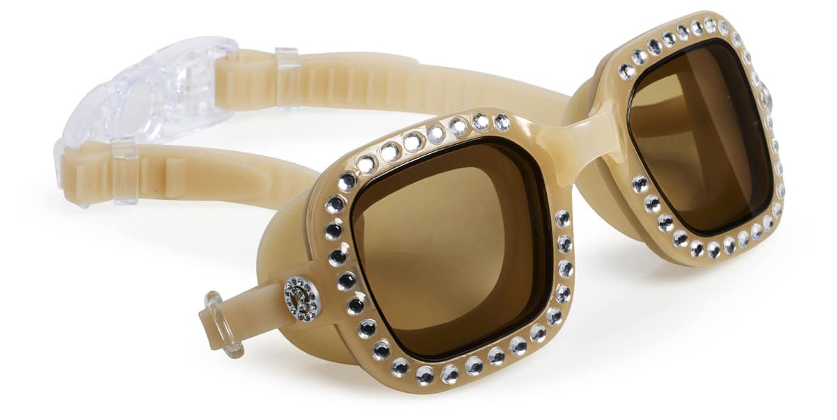 Bling2o - ZWEMBRIL: VIBRANCY - Opal, goud, siliconen, aanpasbare hoofdband, 100% UV bescherming, anti-condens, in doorzichtige bewaardoos, 14+