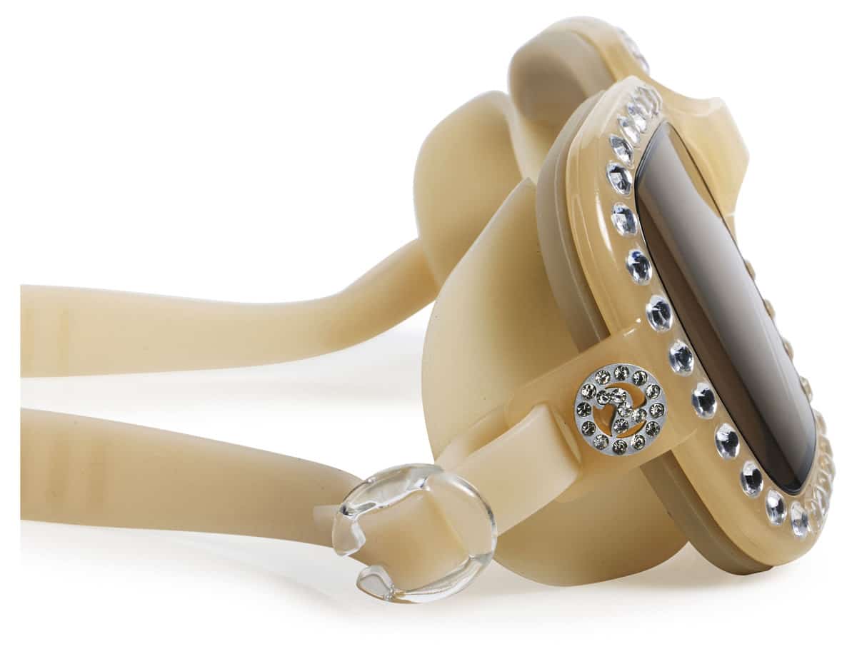 Bling2o - ZWEMBRIL: VIBRANCY - Opal, goud, siliconen, aanpasbare hoofdband, 100% UV bescherming, anti-condens, in doorzichtige bewaardoos, 14+