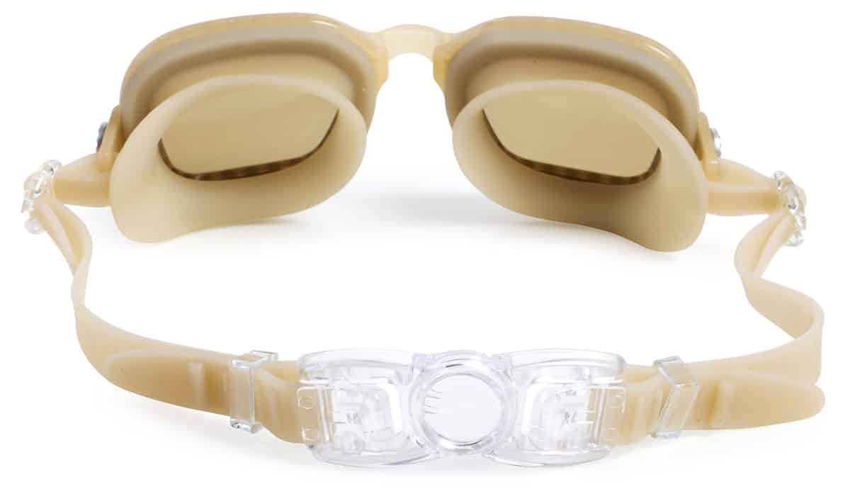 Bling2o - ZWEMBRIL: VIBRANCY - Opal, goud, siliconen, aanpasbare hoofdband, 100% UV bescherming, anti-condens, in doorzichtige bewaardoos, 14+