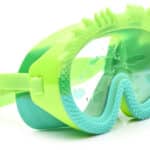Bling2o - ZWEMMASKER: DRAGON - Green Glider, blauw, groen, siliconen, aanpasbare hoofdband, 100% UV bescherming, anti-condens, in doorzichtige bewaardoos, 6+