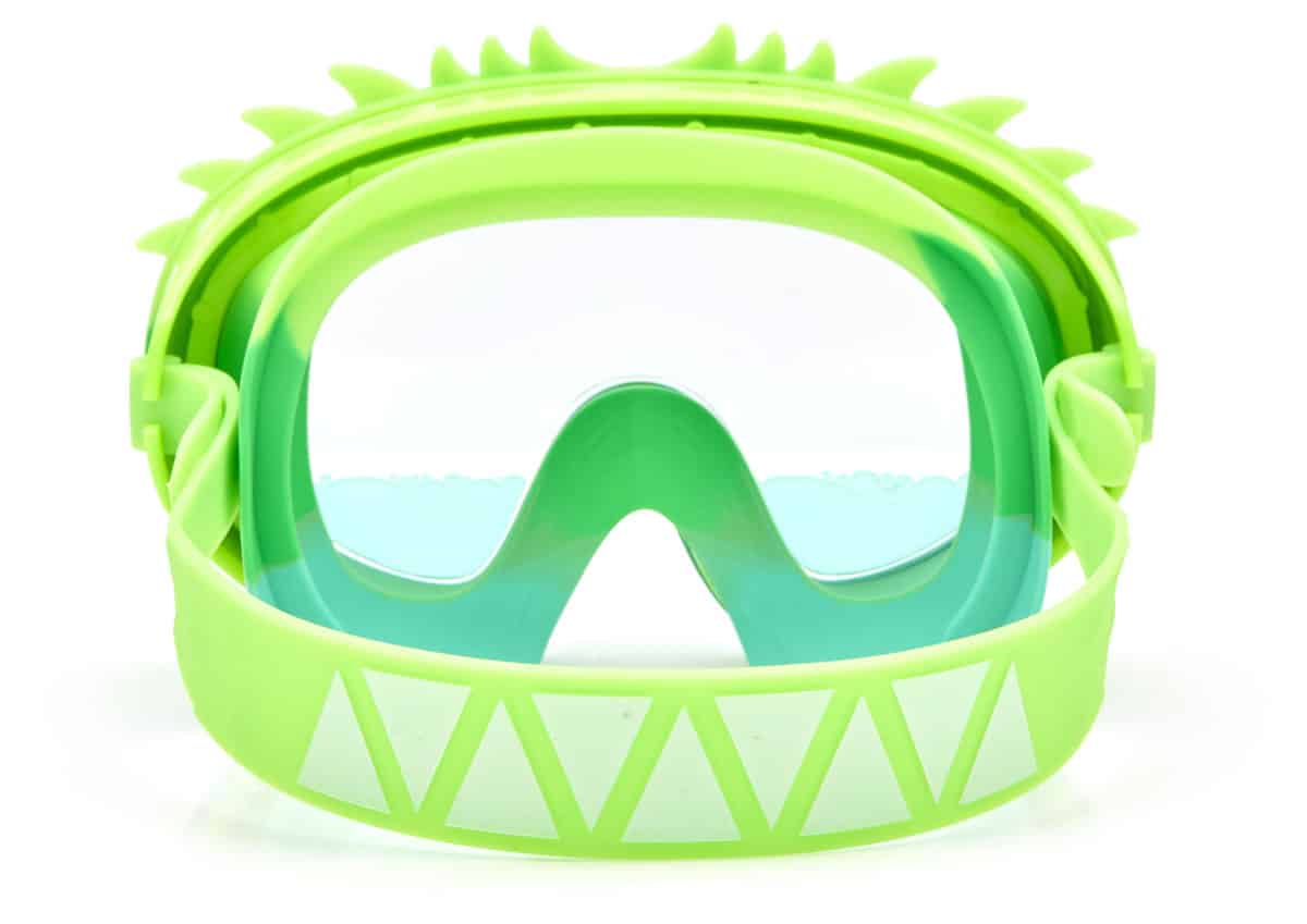Bling2o - ZWEMMASKER: DRAGON - Green Glider, blauw, groen, siliconen, aanpasbare hoofdband, 100% UV bescherming, anti-condens, in doorzichtige bewaardoos, 6+