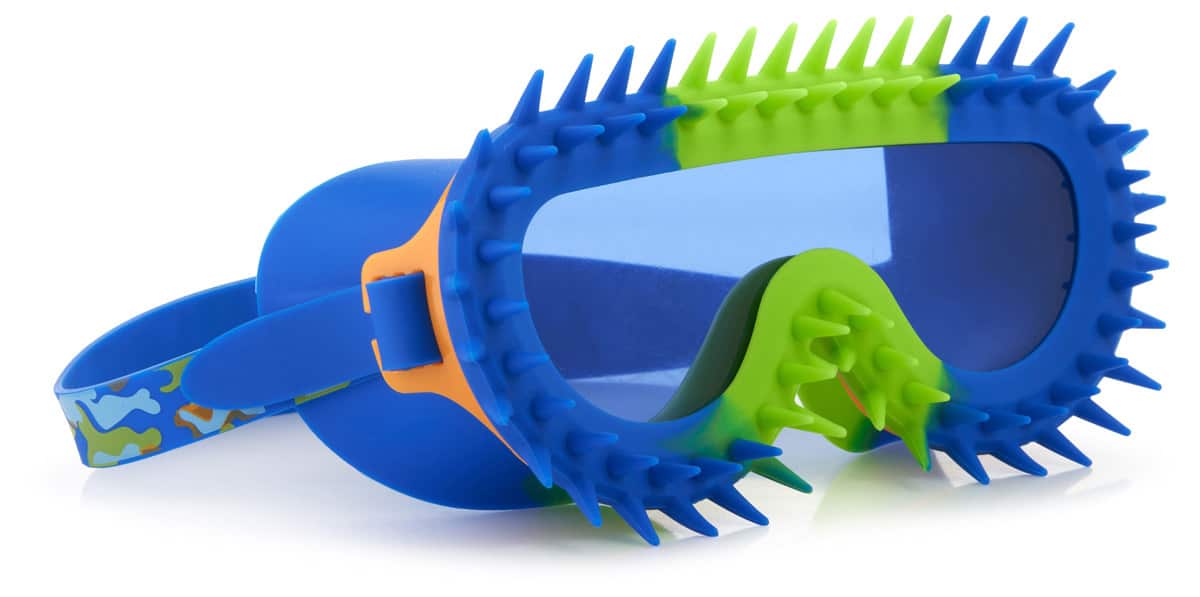 Bling2o - ZWEMMASKER: MONSTA MASH - Punk Scene Orange, blauw, groen, siliconen, aanpasbare hoofdband, 100% UV bescherming, anti-condens, in doorzichtige bewaardoos, 6+