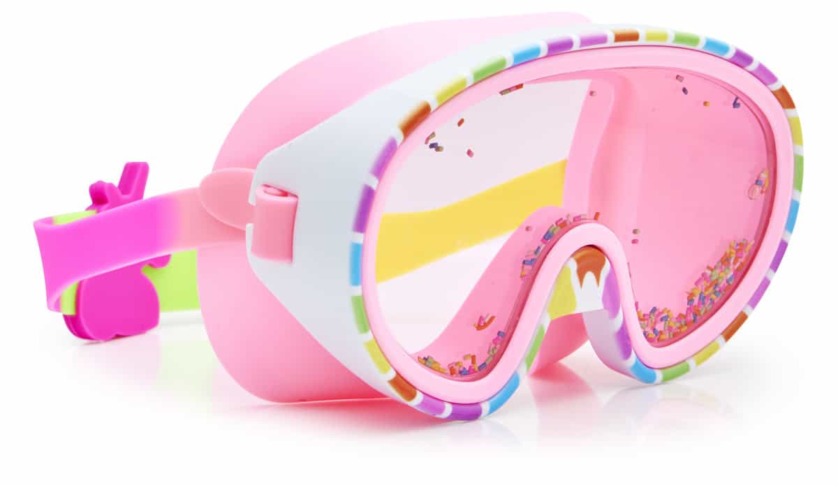 Bling2o - ZWEMMASKER: SPRINKLE - Rainbow Surprise, meerkleurig, siliconen, aanpasbare hoofdband, 100% UV bescherming, anti-condens, in doorzichtige bewaardoos, 6+