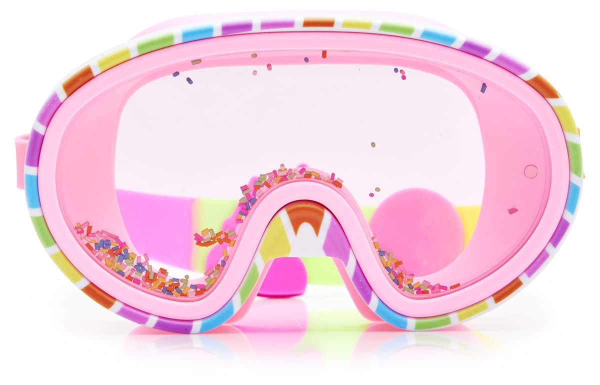 Bling2o - ZWEMMASKER: SPRINKLE - Rainbow Surprise, meerkleurig, siliconen, aanpasbare hoofdband, 100% UV bescherming, anti-condens, in doorzichtige bewaardoos, 6+