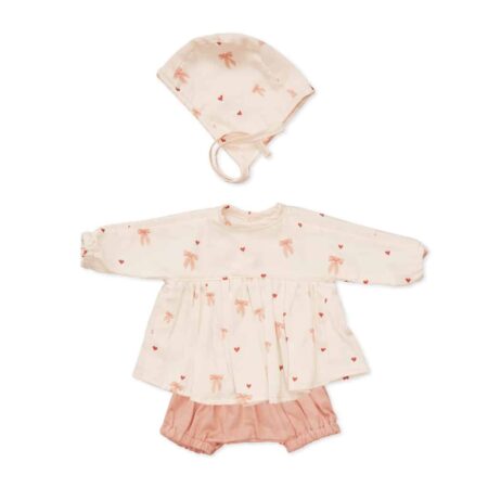 CamCam - Doll's Clothing Set & Bonnet - GOTS - Bows