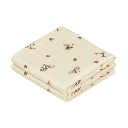 CamCam - Muslin Cloth, Printed, 2-pack - GOTS - Bicycles