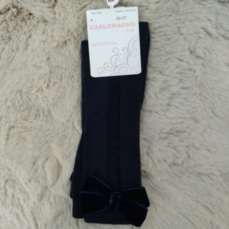 Carlomagno - Kniekous - Blauw Met Velvet Strik