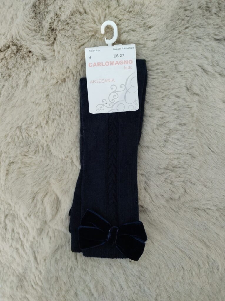 Carlomagno - Kniekous - Blauw Met Velvet Strik