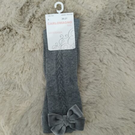 Carlomagno - Knieukous Grijs Met Velvet Strik