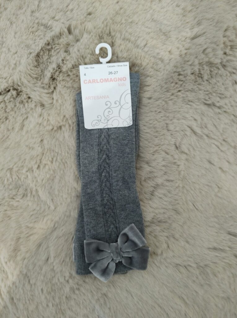 Carlomagno - Knieukous Grijs Met Velvet Strik