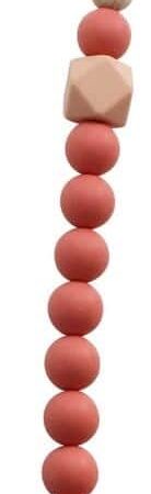 Chewies & More - Fopspeenketting Clip Silicone Beads Coral