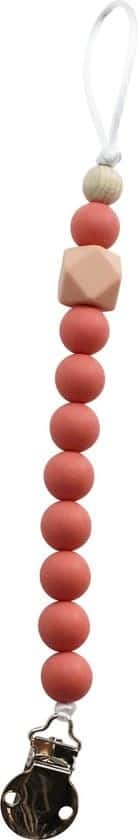 Chewies & More - Fopspeenketting Clip Silicone Beads Coral