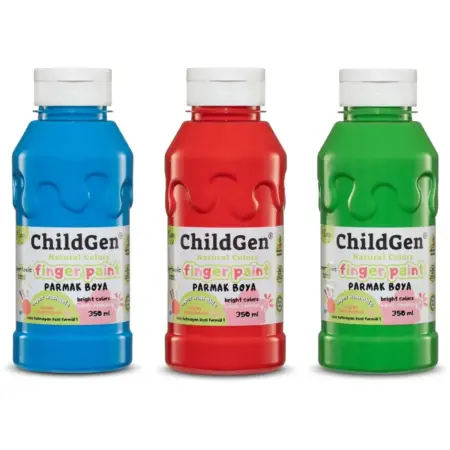 Childgen - Super Washable Finger Paint 350X3 Ml Bottles - Blue - Red - Green