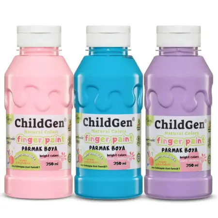 Childgen - Super Washable Finger Paint 350X3 Ml Bottles - Pastel Sets 1 - Pastel Sets