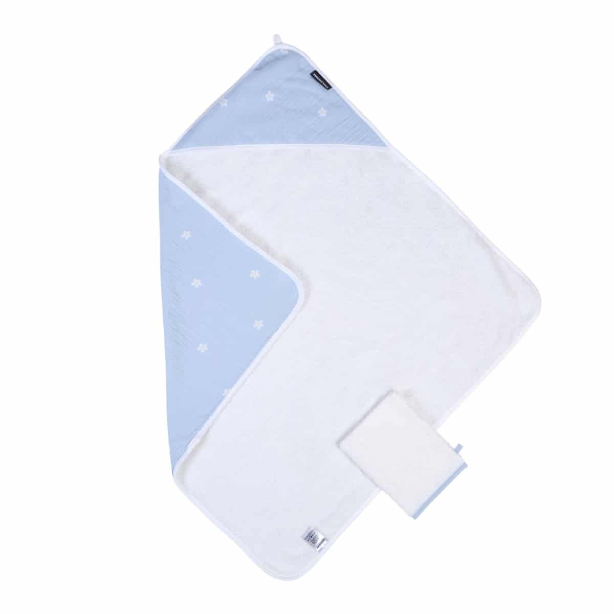 Childhome - Baby Badcape + Washandje - 80x80 Cm - Mousseline - Flower