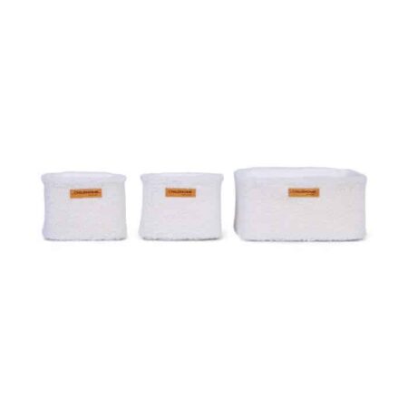 Childhome - HANGING BASKETS SET OF 3 + HOOKS TEDDY OFFWHITE