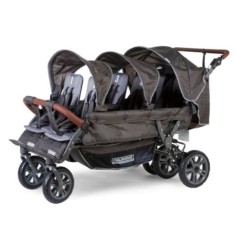 Childhome - Sixseater Wandelwagen Met Autobrake + Regenhoes + Zonnekappen - Antraciet
