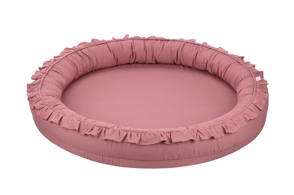 Cotton & Sweet - Linen Junior nest with ruffles - Blush