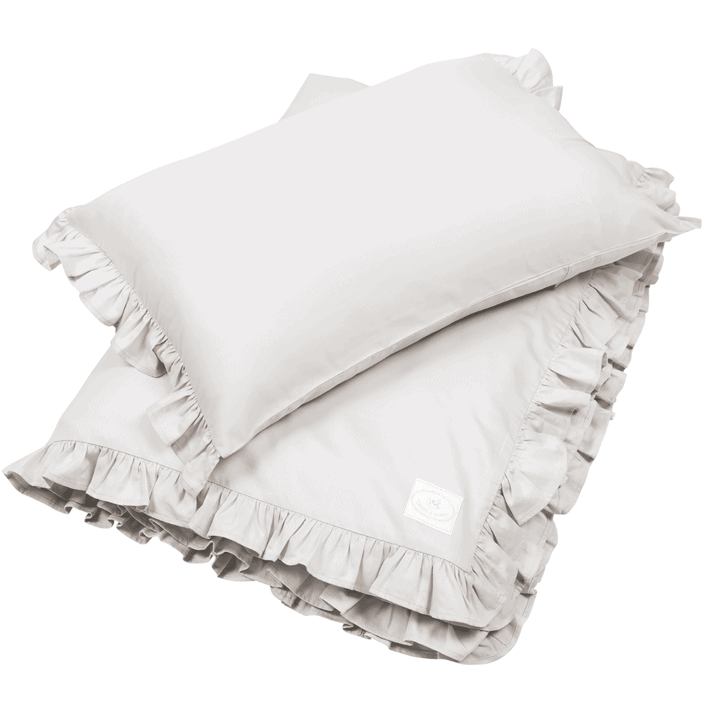 Cotton & Sweets - Margaret Junior bed linen with ruffles (covers) Light grey