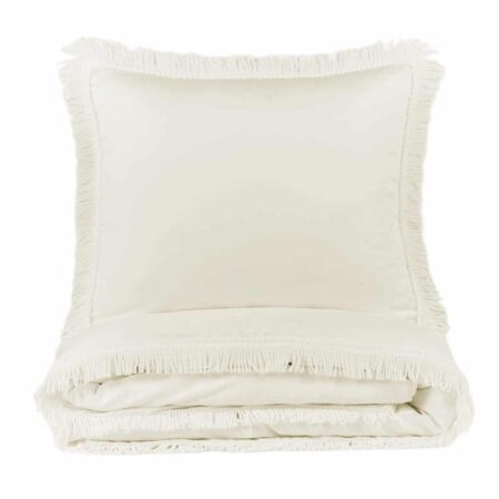 Cotton & Sweets - dekbedovertrek - boho twist fringe vanille - 140 x 200