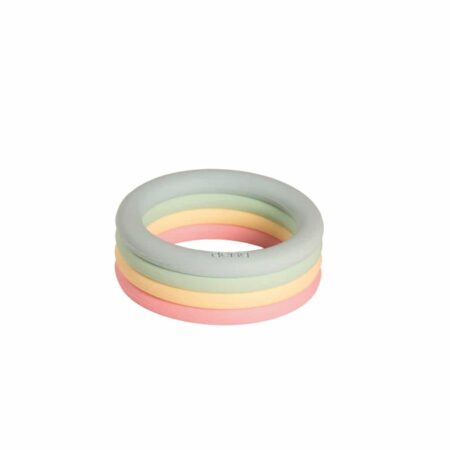 Dëna - Pastel: RINGEN 4x, in silicone, in doos, 0m+