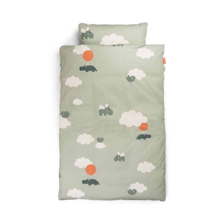 Done by Deer - Bedlinen baby INT/DK GOTS Happy clouds Green