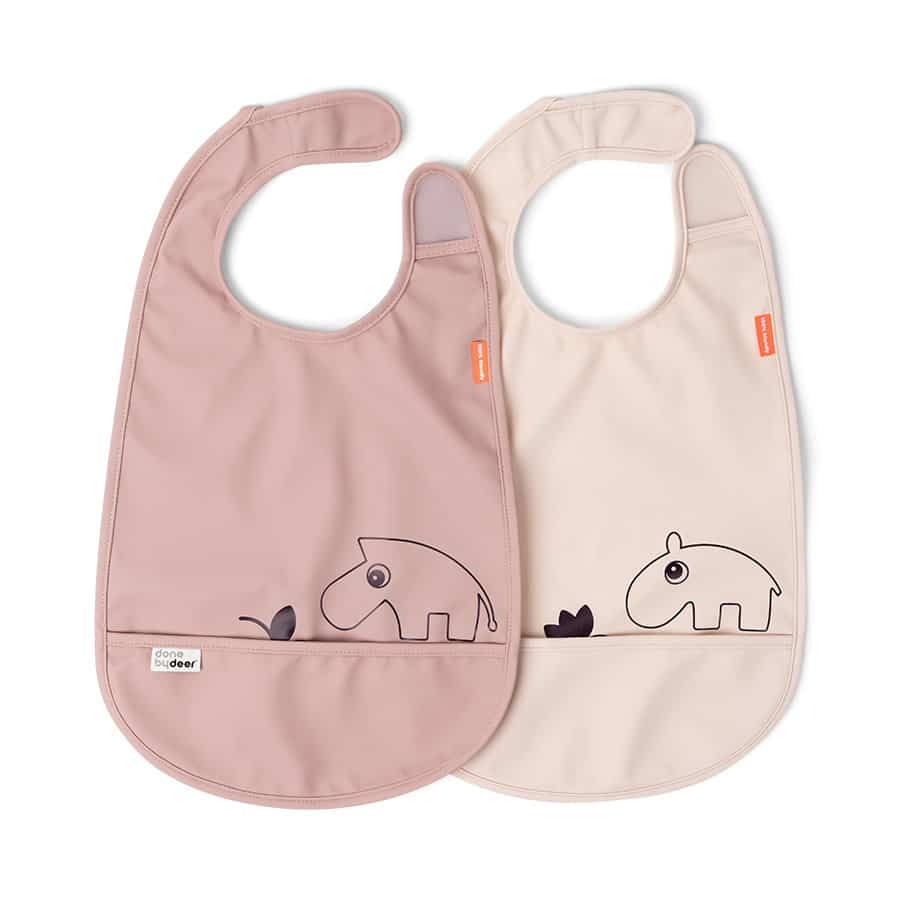 Done by Deer - Bib w/velcro 2-pack, Deer friends, Powder